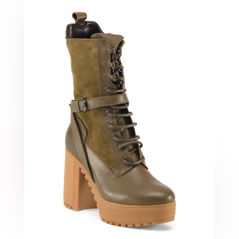 Atelje 71 Annika Leather Suede Platform Combat Boots